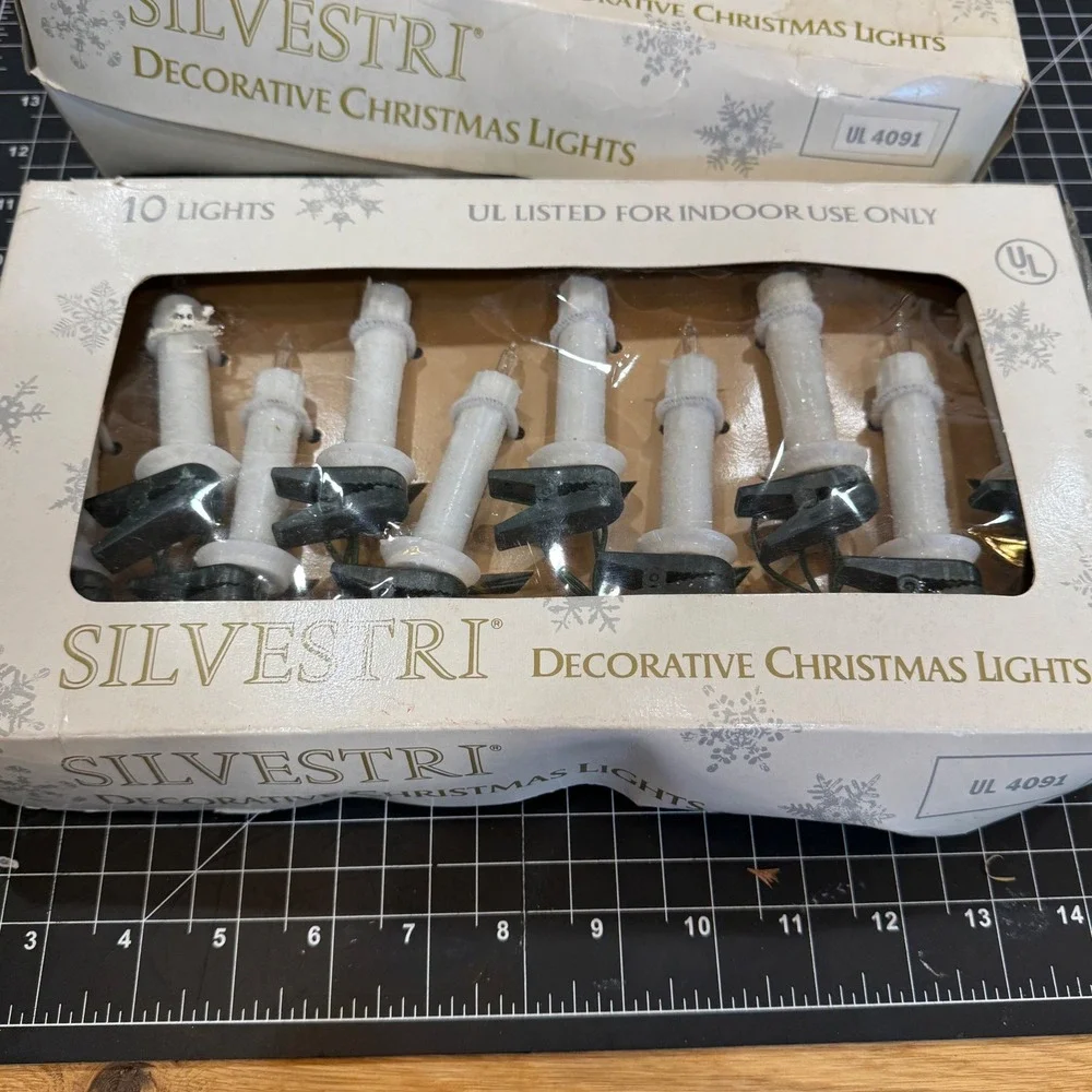Silvestri Vintage Christmas Lights Clip On Candle 10 Light String Lot of 2 Boxes